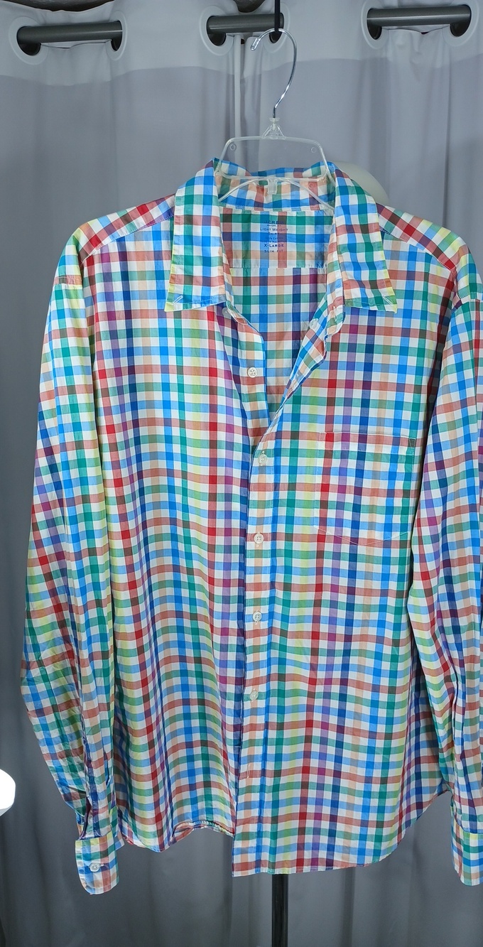 J. Crew Men's Multicolor XL Plaid Button-Down Shirt - Blue, Green, Red, Yellow